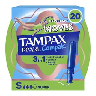 Tampax Tampons avec Applicateur 3en1 Super Pearl Compak, 20 tampons