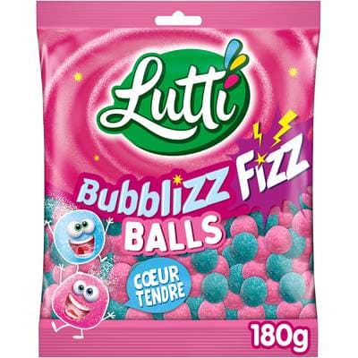 Lutti Bonbon Bubblizz Fizz Balls Coeur Tendre, 180g