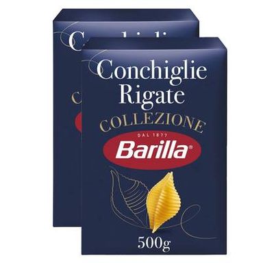 Barilla Collezione Pâtes Conchiglie Rigate, Lot de 2x500g