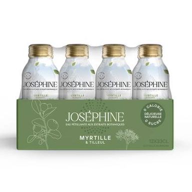 Josephine Eau pétillante aux extraits botaniques de myrtille et tilleul, 12x33cl