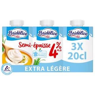 Bridélice Crème semi épaisse 4%mg UHT, 3x20cl