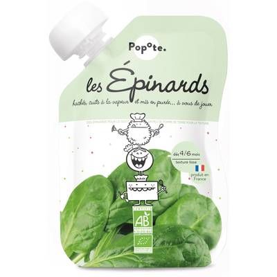Popote Epinards Bio Gourde Bébé Dès 4/6 mois, 120g