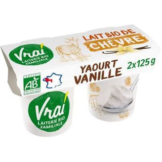 Vrai Yaourt au lait de chèvre Saveur Vanille, Bio, 2x125g