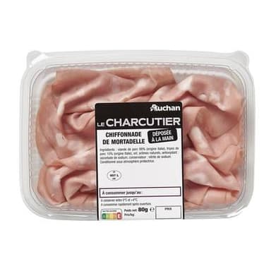 Auchan Le Charcutier Chiffonnade de Mortadelle, 80g