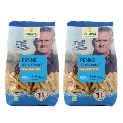 Priméal Penne 1/2 complète, bio, Lot de 2x500g