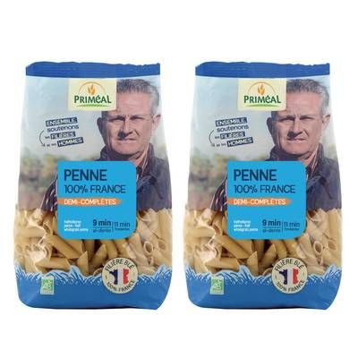 Priméal Penne 1/2 complète, bio, Lot de 2x500g