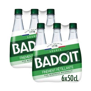 Badoit Eau gazeuse minérale naturelle, finement pétillante, Lot de 2 - 6x50cl