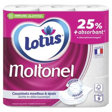 Moltonel Papier toilette coussinet absorbant, 9 rouleaux