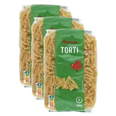 Auchan Pâtes Torti, Lot de 3x500g
