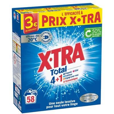 X Tra Lessive en poudre 4en1 58 lavages, 2,9kg