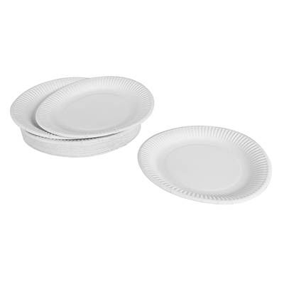Homea Assiette en carton 23cm blanc, 50 assiettes