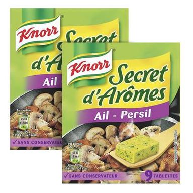 Knorr Assaisonnement Secret d'Arômes Ail - Persil - 9 Cubes, Lot de 2 - 9x10g