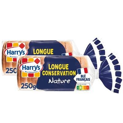 Harrys Pain de Mie Longue Conservation Nature, Lot de 2x250g