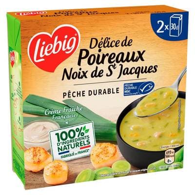 Liebig Soupe Délice de Poireaux et Noix de Saint-Jacques MSC, 2x30cl