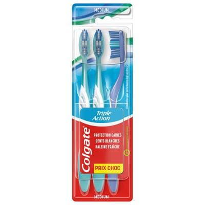 Colgate Brosse à dents Triple Action Médium, 3 brosses à dents
