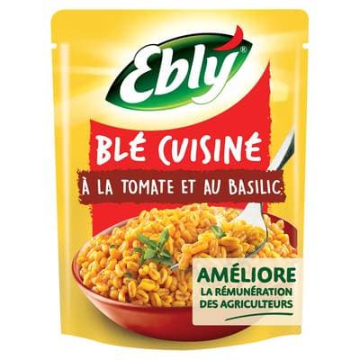 Ebly Blé Express Cuisiné Tomate et Basilic micro-ondes, 220g