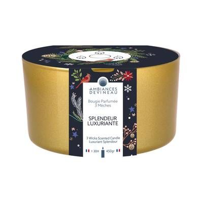 Ambiances Devineau Bougie parfumée 3 mèches 30h Splendeur Luxuriante, 450g