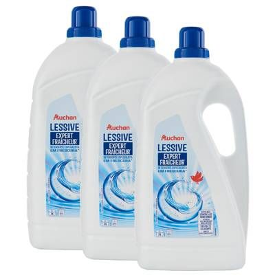 Auchan Lessive liquide Expert Fraicheur Bleu intense, Lot de 3x4L