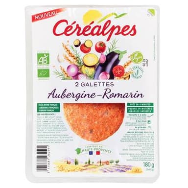 Céréalpes Galettes Aubergine Romarin Bio, 2x90g