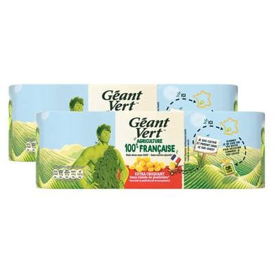 Géant Vert Maïs extra croquant en conserve, Lot de 2 - 3x140g