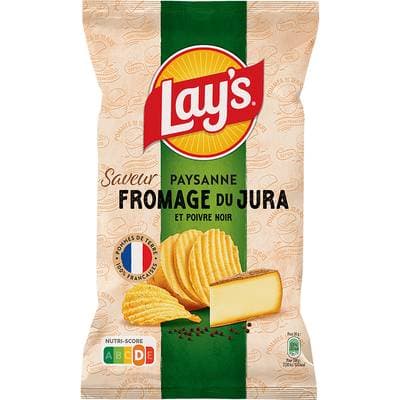 Lay's Chips recette paysanne saveur fromage du Jura et poivre noir, 120g