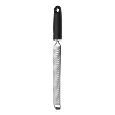 Adhoc Râpe grain fin en acier inox et manche noir, 1 pièce