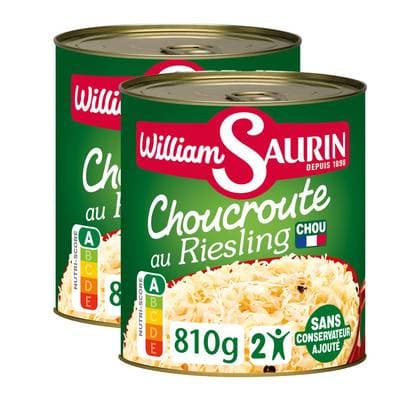 William Saurin Choucroute Cuisinée au Riesling, Lot de 2x810g