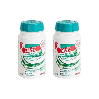 Auchan Pastilles de javel à l'eucalyptus, Lot de 2x48 pastilles