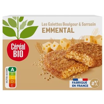 Céréal Bio 2 Galettes Végétales Sarrasin Boulghour Emmental Bio, 200g