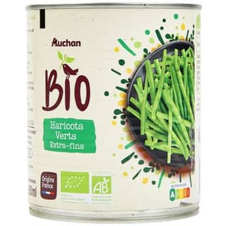 Auchan BIO Haricots verts extra-fins Bio, 440g