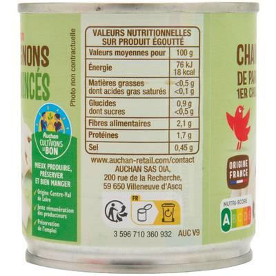 3596710394494 - Auchan - Champignons de Paris émincés 1er choix