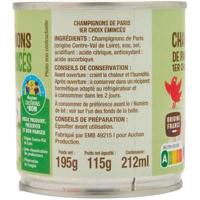 3596710394494 - Auchan - Champignons de Paris émincés 1er choix