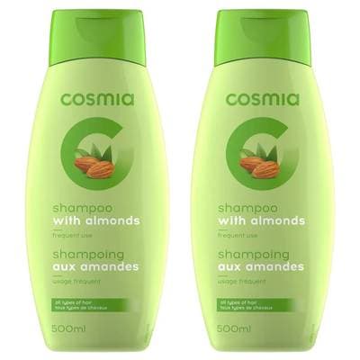 COSMIA Shampooing aux amandes tous types de cheveux, Lot de 2x500ml