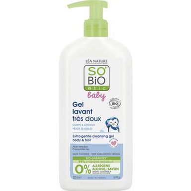 So'Bio Baby Gel Lavant très doux, corps & cheveux, haute tolérance, 500ml