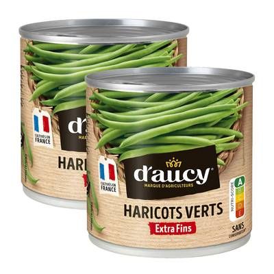 D'aucy Haricots verts extra fins, Lot de 2x220g