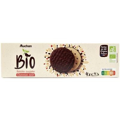 Auchan BIO Biscuits nappés de chocolat noir bio, 200g