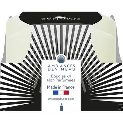 Ambiances Devineau 4 Bougies non parfumées Ivoire, 8,5 cm