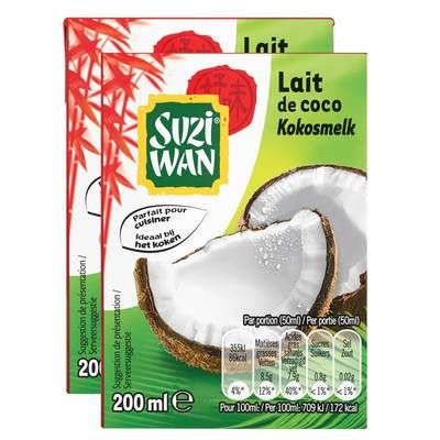Suzi Wan Lait de coco, Lot de 2x20cl