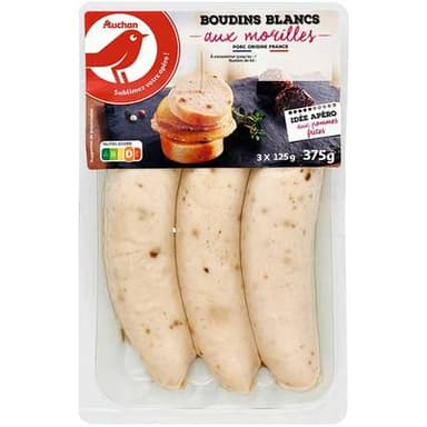 Auchan Boudins Blanc aux Morilles, 3x125g