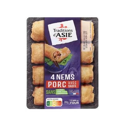 Tradition d'asie Nems au Porc, 4 nems - 280g