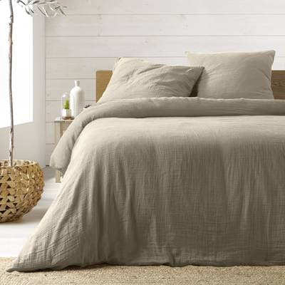 Douceur D Interieur Parure gaze sable, 260 x 240 cm 3 pièces