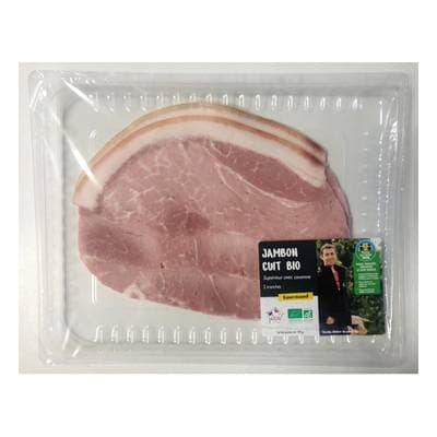 Cultivons le bon Jambon Cuit Supérieur Avec Couenne Bio, 2 tranches - 100g