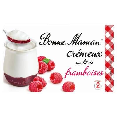 Bonne Maman Crémeux sur lit de framboises, 2x125g