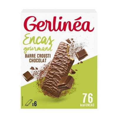 Gerlinéa 6 barres en-cas gourmand - Barres Crousti Chocolat, 102g