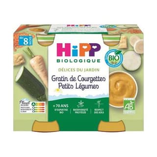 Hipp - Délices du Jardin Gratin de courgettes Petits Légumes Bio Pot Bébé Dès 8 mois, 2x190g