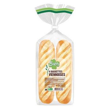 Bien Baguettes Viennoises Fendues Bio, 4x85g