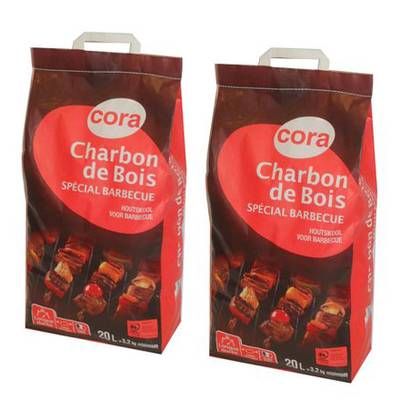 Cora Charbon de bois spécial barbecue, Lot de 2x20L