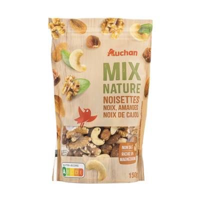 Auchan Mix Nature Noisette, Noix, Amandes et Noix de Cajou, 150g