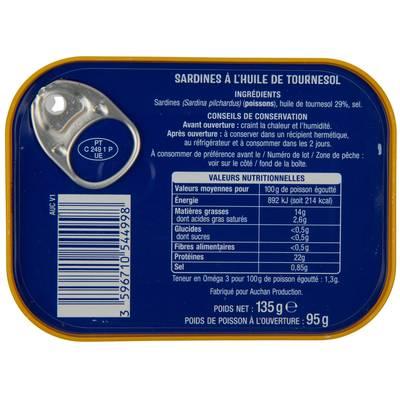 3596710544998 - Auchan - Sardines à l'huile de tournesol