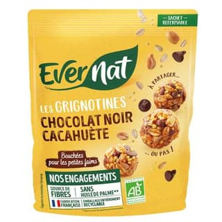 Evernat Grignotine chocolat noir cacahuète Bio, 120g